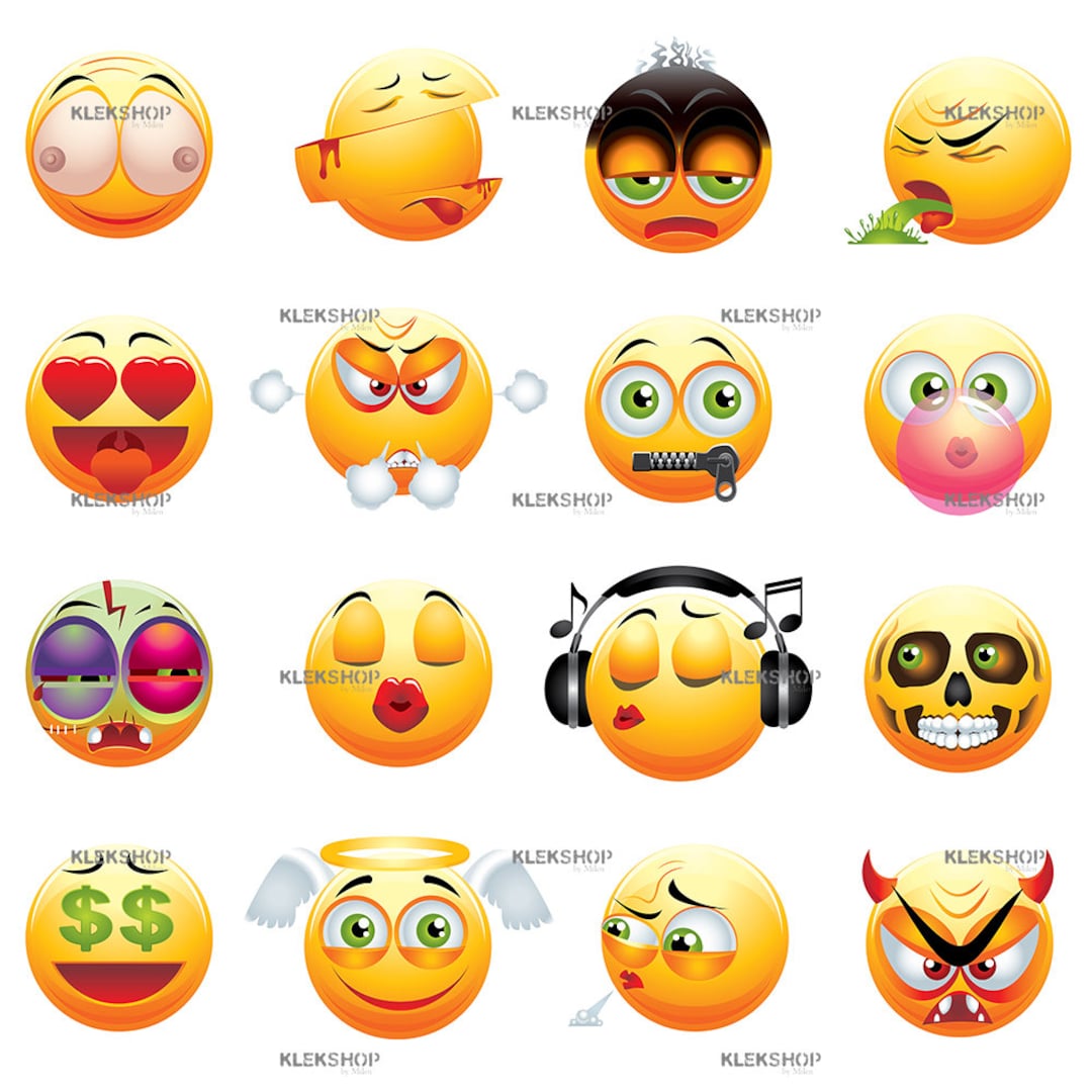Funny Emoji Yellow Collection Clip Art/emoticons Set/digital - Etsy