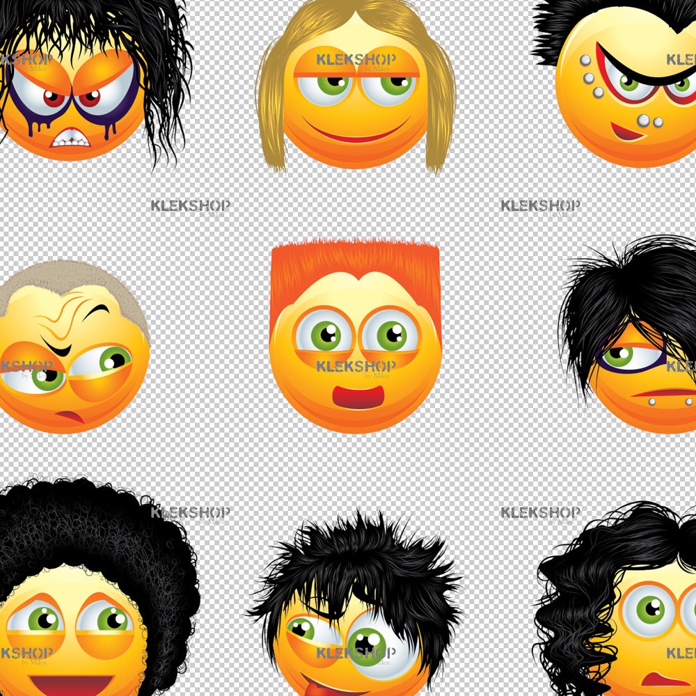 Emoji Frisur lustige Sammlung Clip Art/Emoticons Set/Emo Etsy