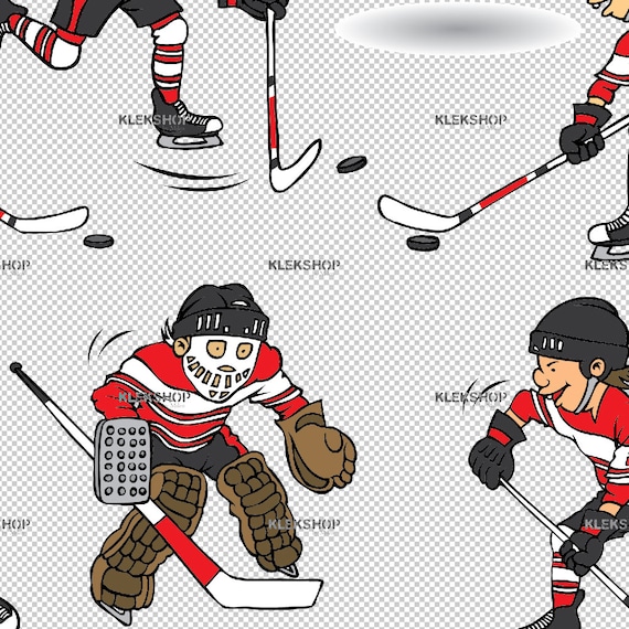 Boys Hockey Digital Clip Art, Sport Boys Hockey Team Clipart, 00251