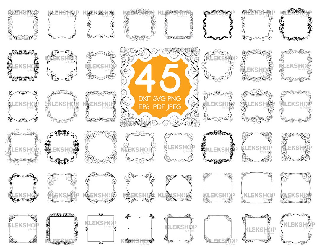 Square Frames SVG, Frames SVG, Swirl Frames SVG, Frames Cut Files