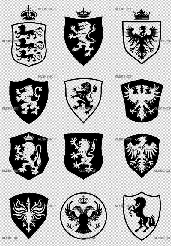 Coat Of Arms Shields Set Clip Artheraldry Kit Of 12royal Etsy