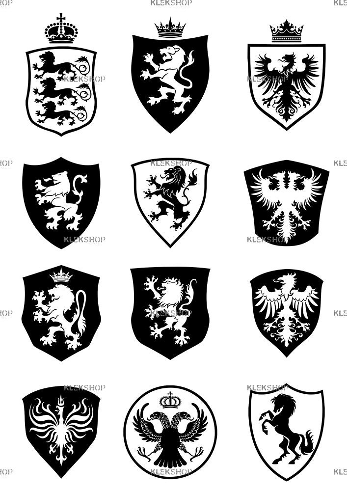 Coat of Arms Shields Set Clip Artheraldry Kit of 12royal Crown, Shield
