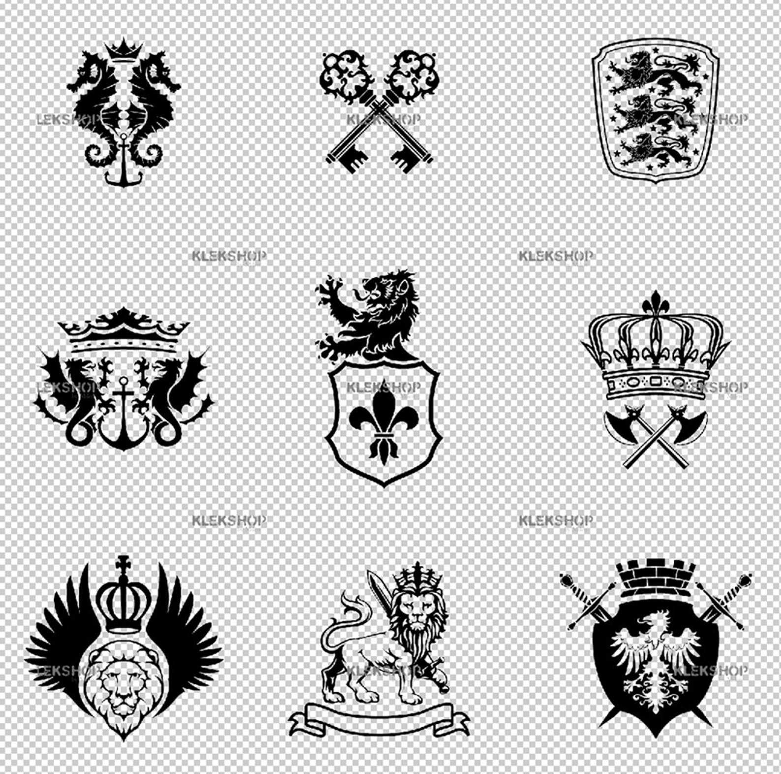 Heraldic Coat of Arms Elements Clip Artheraldry Set of Etsy