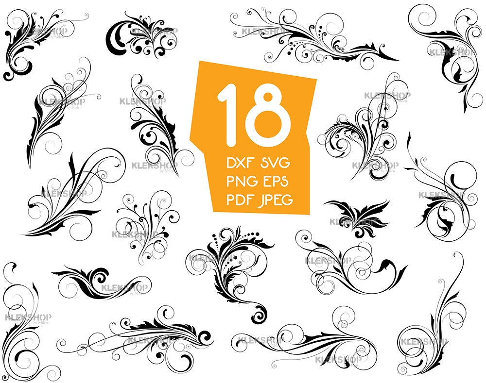 Swirl Decorationdividers SVG Cut Files Instant Download - Etsy