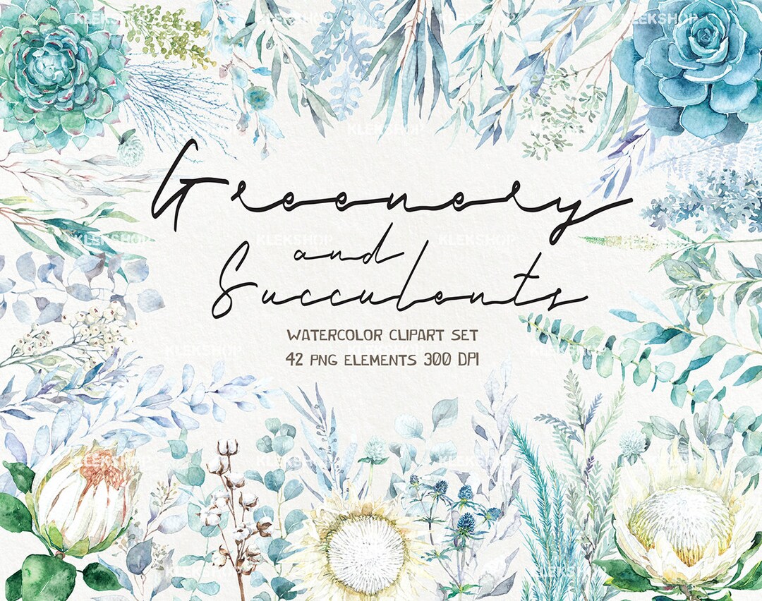 Watercolor Greenery Clipart, Forest Leaves Clipart Branches Leaf Stems ...