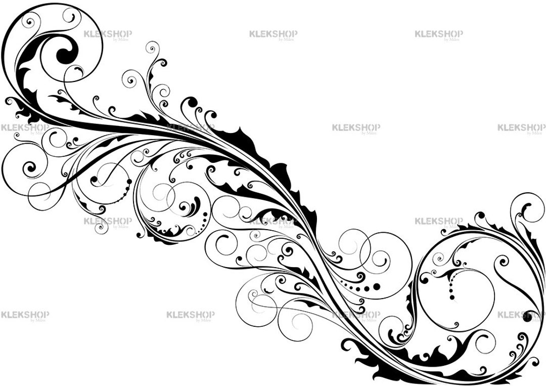 Ornamental Diagonal Floral Corner Design/wall Decor Swirl Element