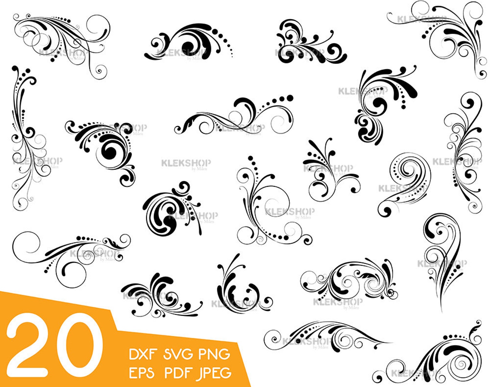 Swirl Decorationdividers SVG Cut Files Instant Download - Etsy