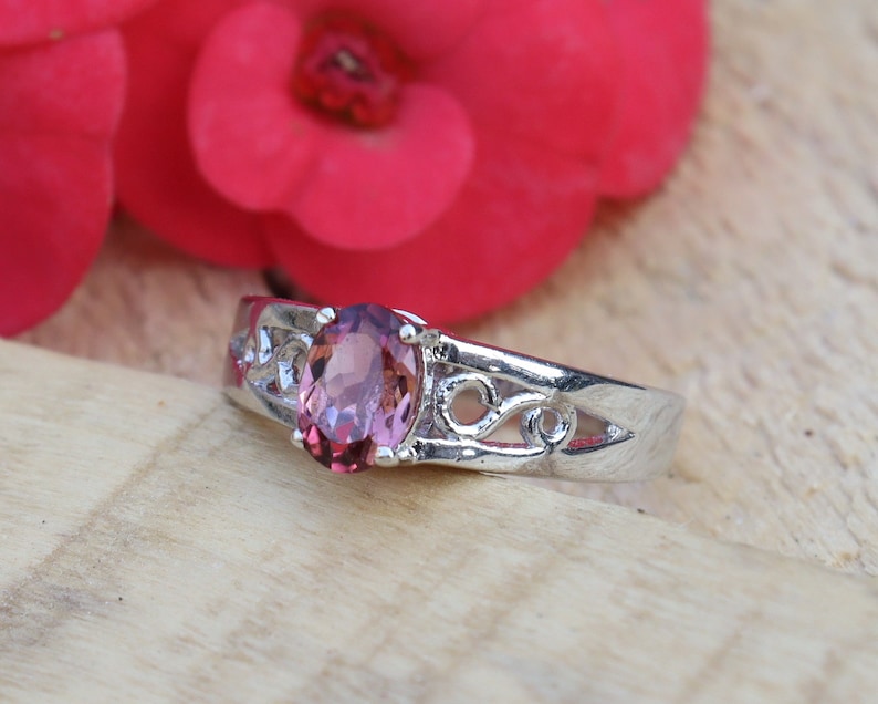 Natural pink Colour Tourmaline 925 Sterling Silver RingSuper Low PriceStack Ring Daily WearLight WeightStatement ring