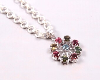 Natural Tourmaline 925 Sterling Silver bracelate wedding giftnew year giftthanks givinggood fortunevintage