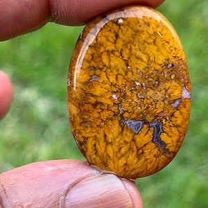 Plume agate cabochon- Handcrafted gemstone for jewelry making or collecting