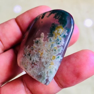 Cabochon in agata piumata naturale, 100% naturale