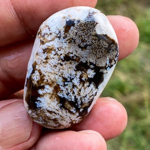 Natural black plume agate cabochon. 100% natural