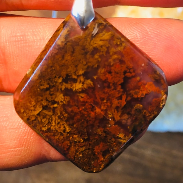 Plume Agate Necklace.Rare Material.100% Natural.