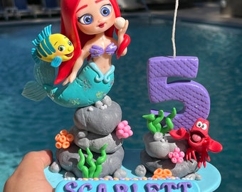 La Sirenita Cake Topper, Ariel Cake Topper, Ariel Gift, Under The Sea Party, Birthday Cake Topper, Disney Princess