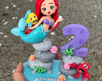 La Sirenita Cake Topper, Ariel Cake Topper, Ariel Gift, Under The Sea Party, Birthday Cake Topper, Disney Princess
