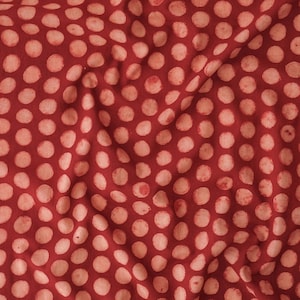 Rasagulla / Block-Printed Cotton Fabric / Printed with Resist & Dyed in Alizarin Red