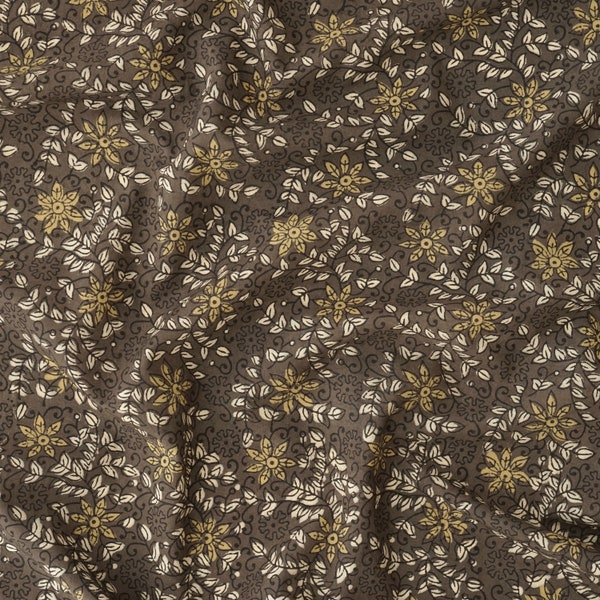 Fleurs du désert / Tissu en coton imprimé par blocs