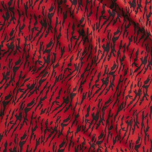 Tiger / Baumwollstoff mit Blockprint / Schwarz bedruckt, in Alizarin-Rot gefärbt