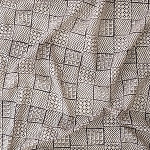 Tela de algodón con estampado de esgrafiado / Estampado en bloque / Tinte negro / Se vende por medio metro