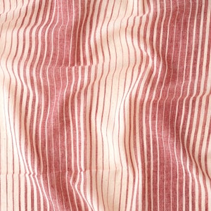 Sunset / Organic Cotton / Unbleached / Handloom Woven / Red Yarn Dye / Fading Stripes / Sold By The Half Metre