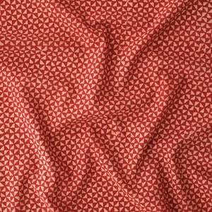Hourglass / Block-Printed Fabric / Unbleached Cotton Cloth / Red Alizarin Dye