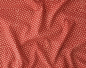 Hourglass / Block-Printed Fabric / Unbleached Cotton Cloth / Red Alizarin Dye