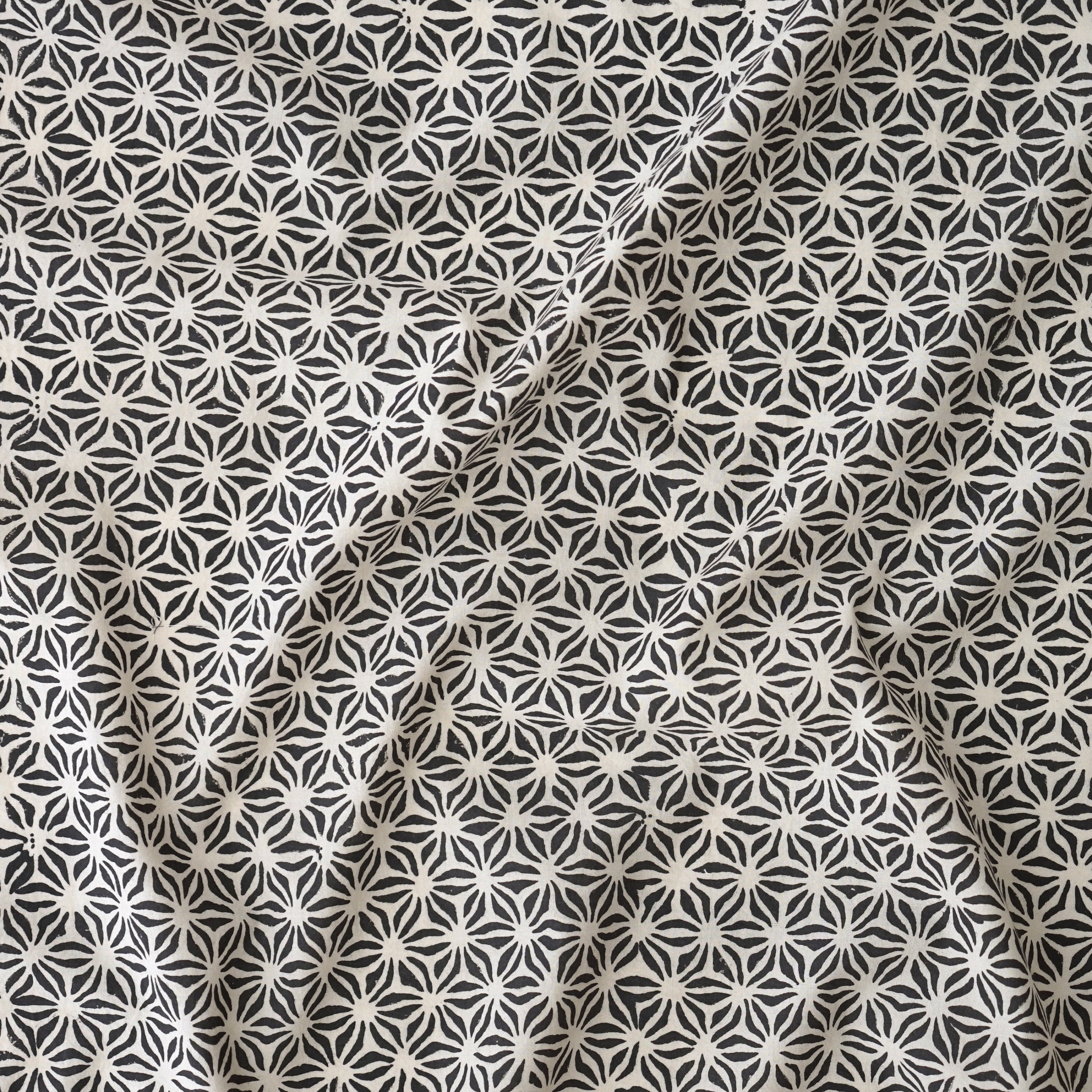 Starfish / Block-Printed Cotton Fabric / Black Dye / 100% Unbleached Cotton