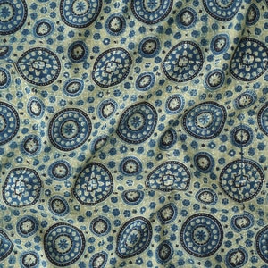 Solstice / Block-Printed Cotton Fabric / Indigo, Tamarisk Yellow and Iron Black Dyes
