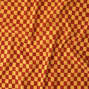 Checks / Block-Printed Cotton Fabric / Alizarin & Turmeric Dyes / Chequers / Checkerboard