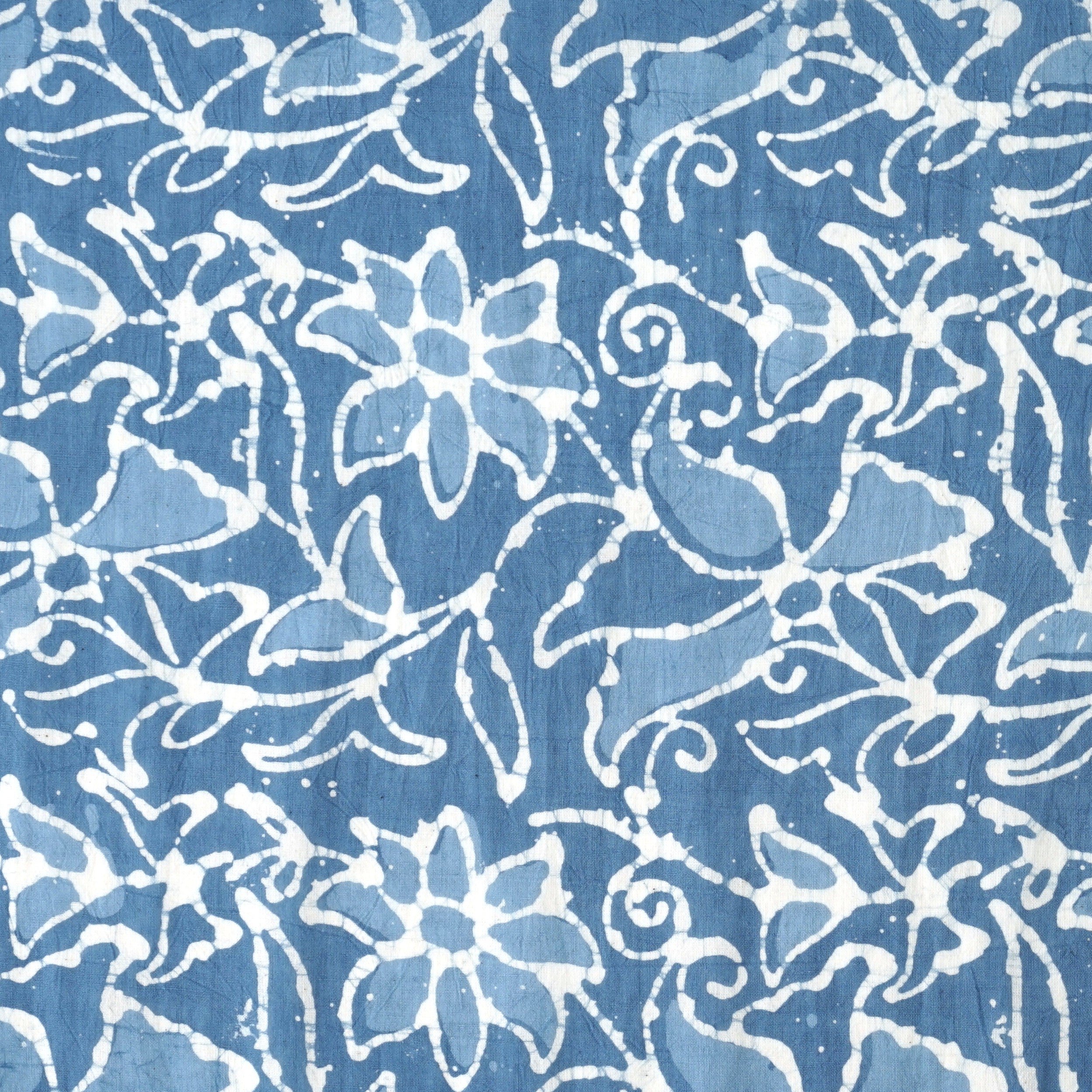 Blue - Hand Printed Cotton Batik Fabric 12