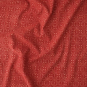 Hits & Delay / Tela de algodón estampada en bloque / Tinte de alizarina roja