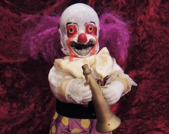 Creepy Clown Musical Moving Porcelain Horror Doll Halloween Decor