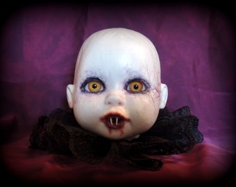 Nosferatu Inspired Vampire Baby Head, Halloween, Classic Horror, Curiosity Cabinet Horror Doll, Alternative Oddity OOAK, Goth, Gothic Decor
