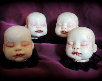 Nosferatu Inspired Mini Vampire Baby Head, Halloween, Classic Horror, Curiosity Cabinet Horror Doll, Alternative Oddity Goth, Gothic Decor