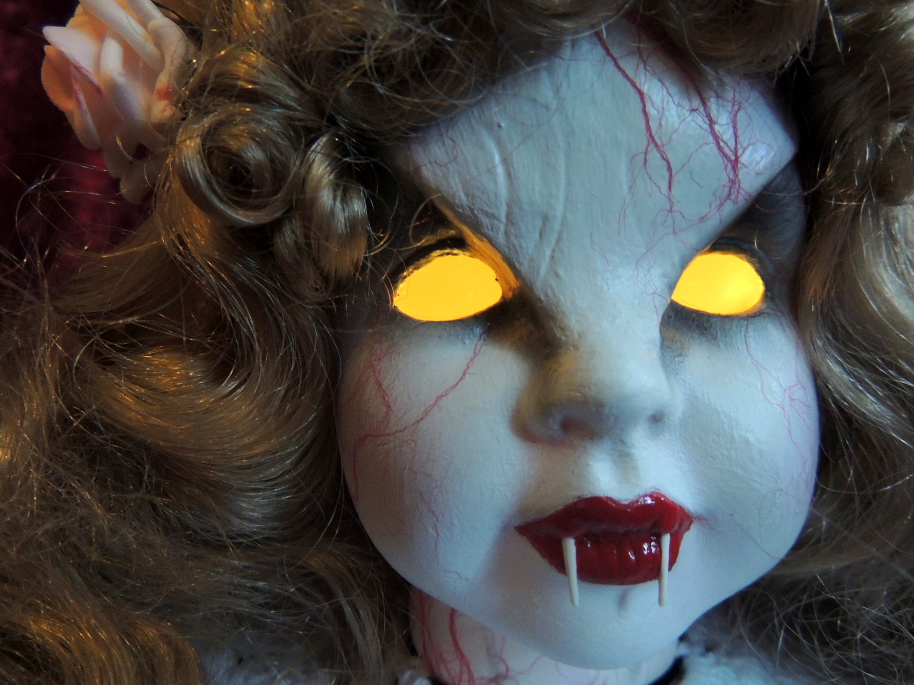 Vampir Porzellan Puppenkopf LED Licht Horror Puppe | Etsy