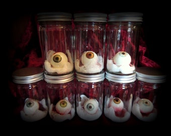 Faux Eyeball in a Jar Specimen Wet Specimen Lab Jar Laboratory Horror Creepy Halloween Decor Alternative Curiosity Cabinet Gothic OOAK