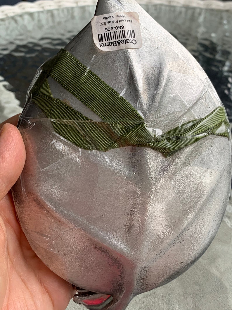 Vintage Set of 4 Crate and Barrel Metallic Leaf Appetizer Plates