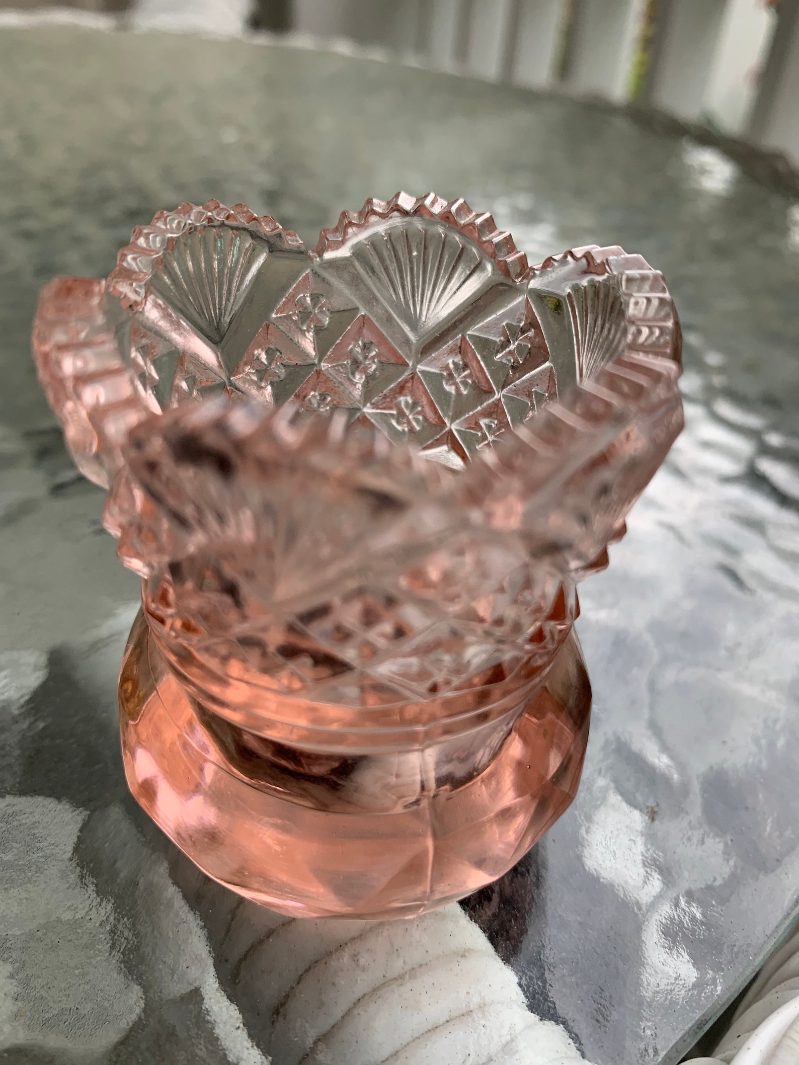 Pink Depression Glass Toothpick Holder With Cut Diamond and Etsy