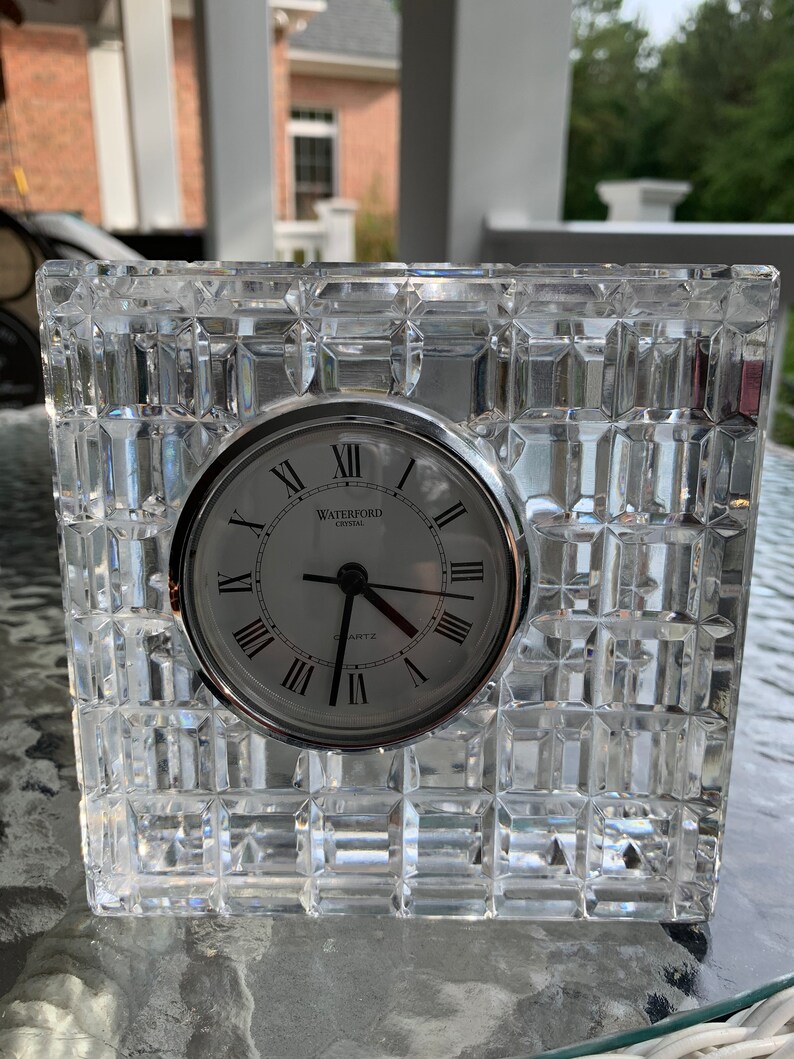 Vintage HEAVY Waterford Crystal Block Clock Etsy