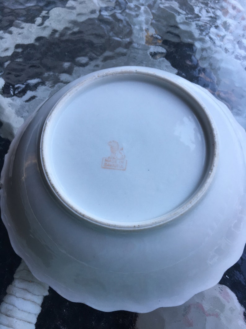 Antique Bavarian China Porcelain Bowl with Hand Painted Roses and Gold Accents