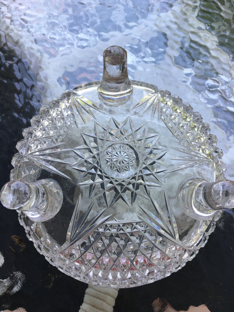 24 Percent Lead Diamond Pattern Cut Crystal Waterford Footed Compote Bowl