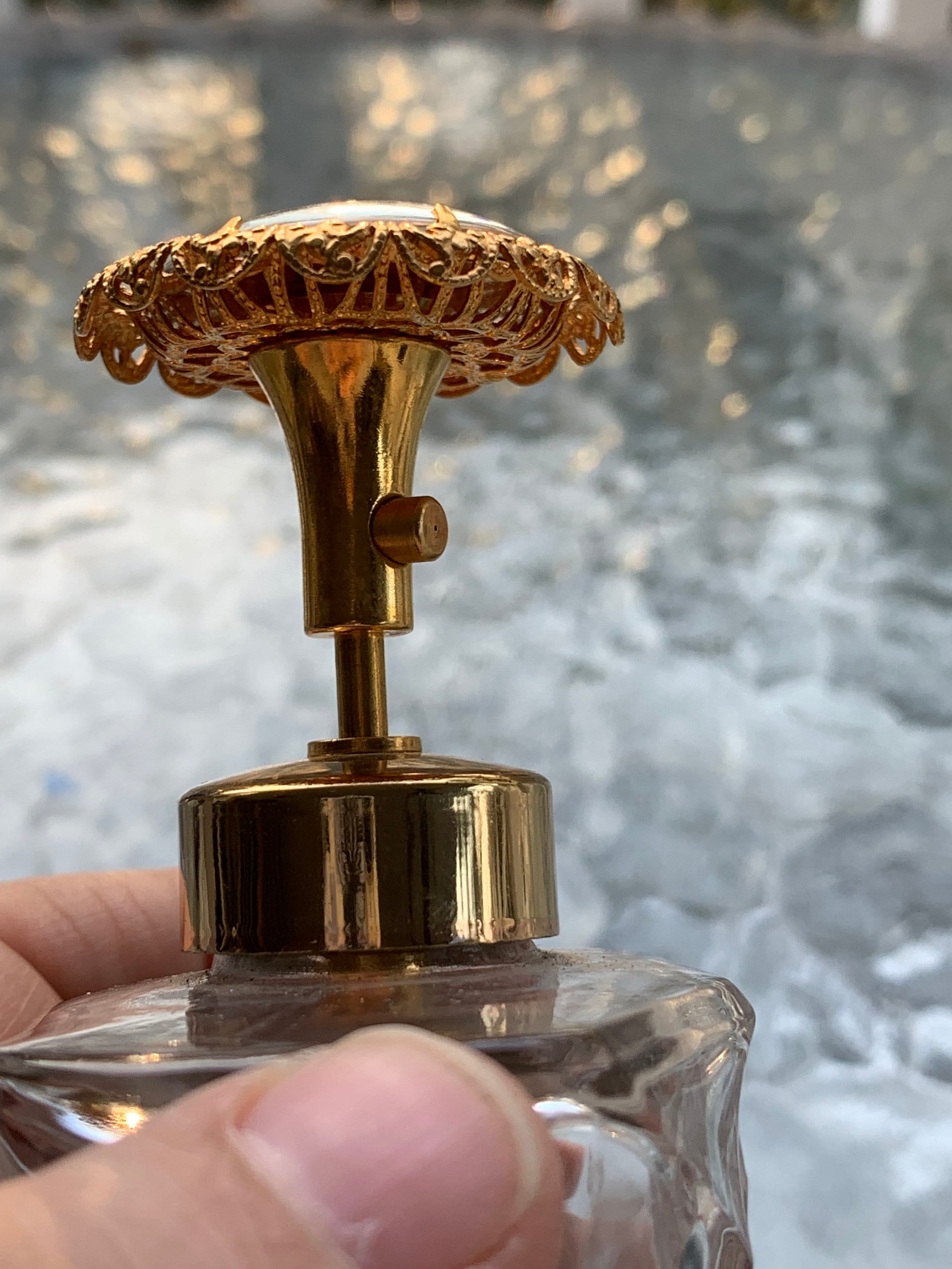 Cut Glass Perfume Bottle With Diamond Pattern and Jeweled Etsy UK