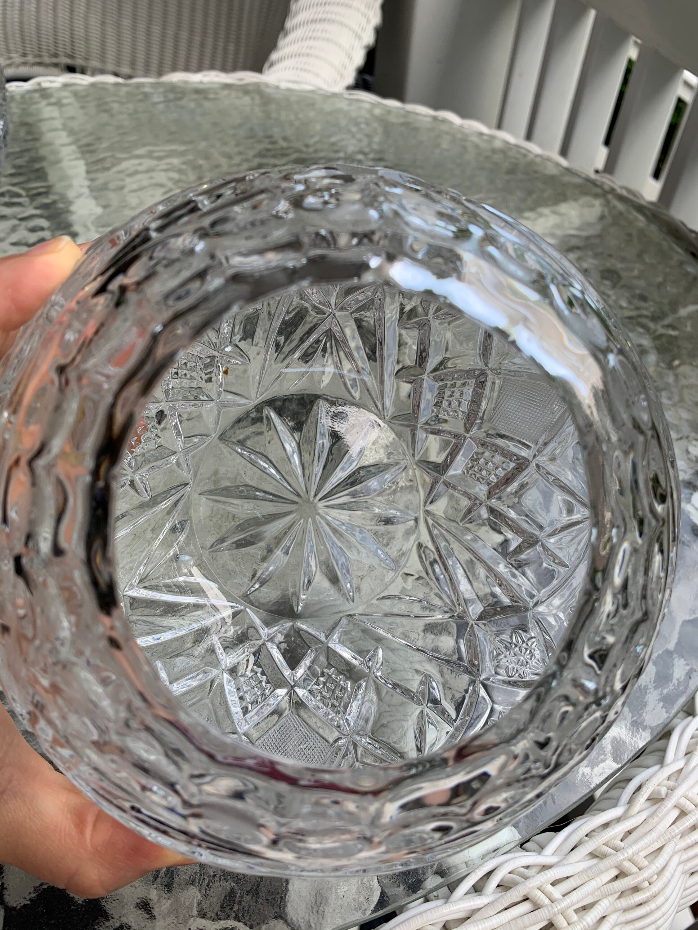 Vintage Cut Glass Rose Bowl With Cut Daisy Garland and Etsy