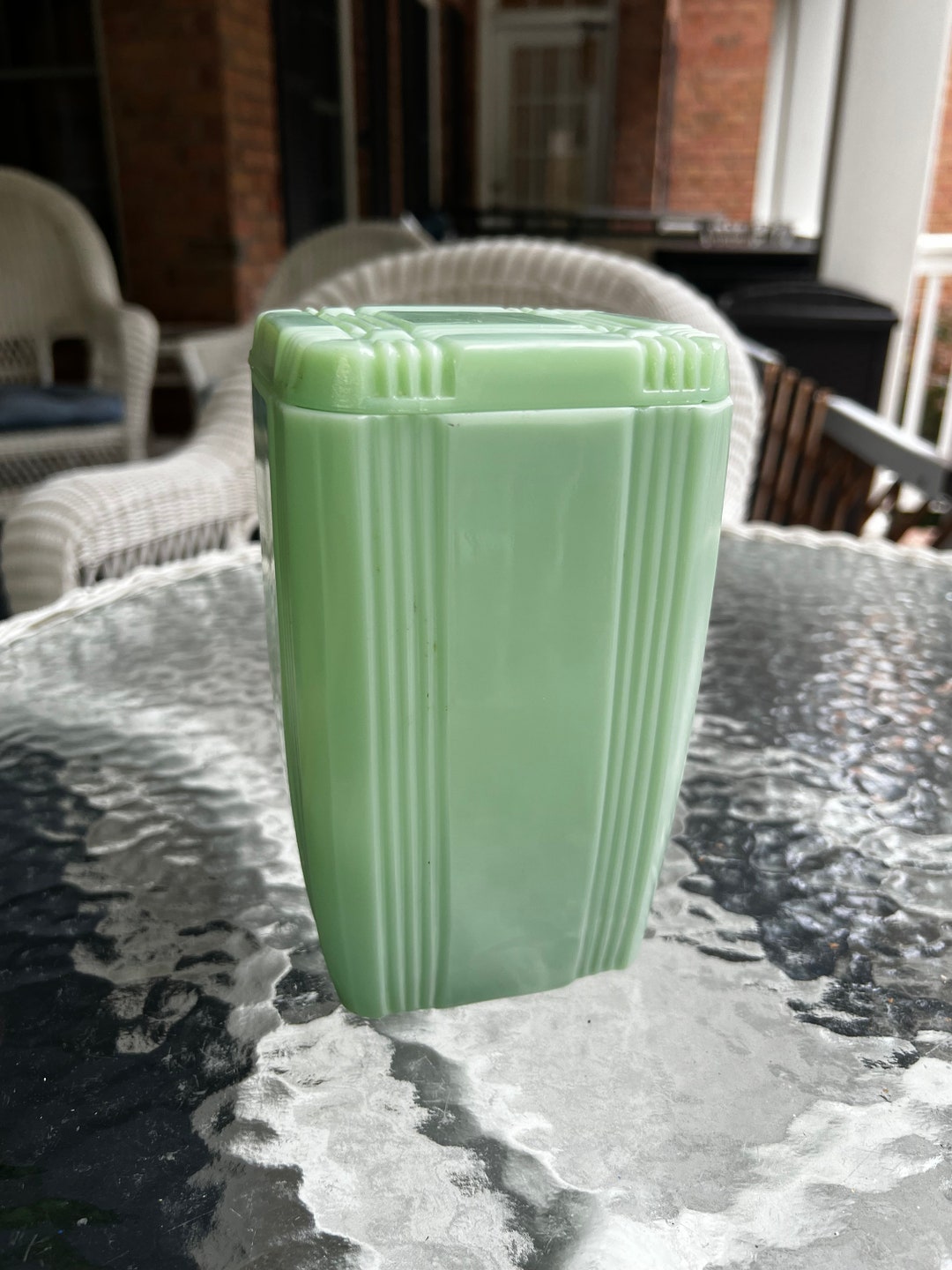 Beautiful Vintage Jadeite Glass Canister With Etsy