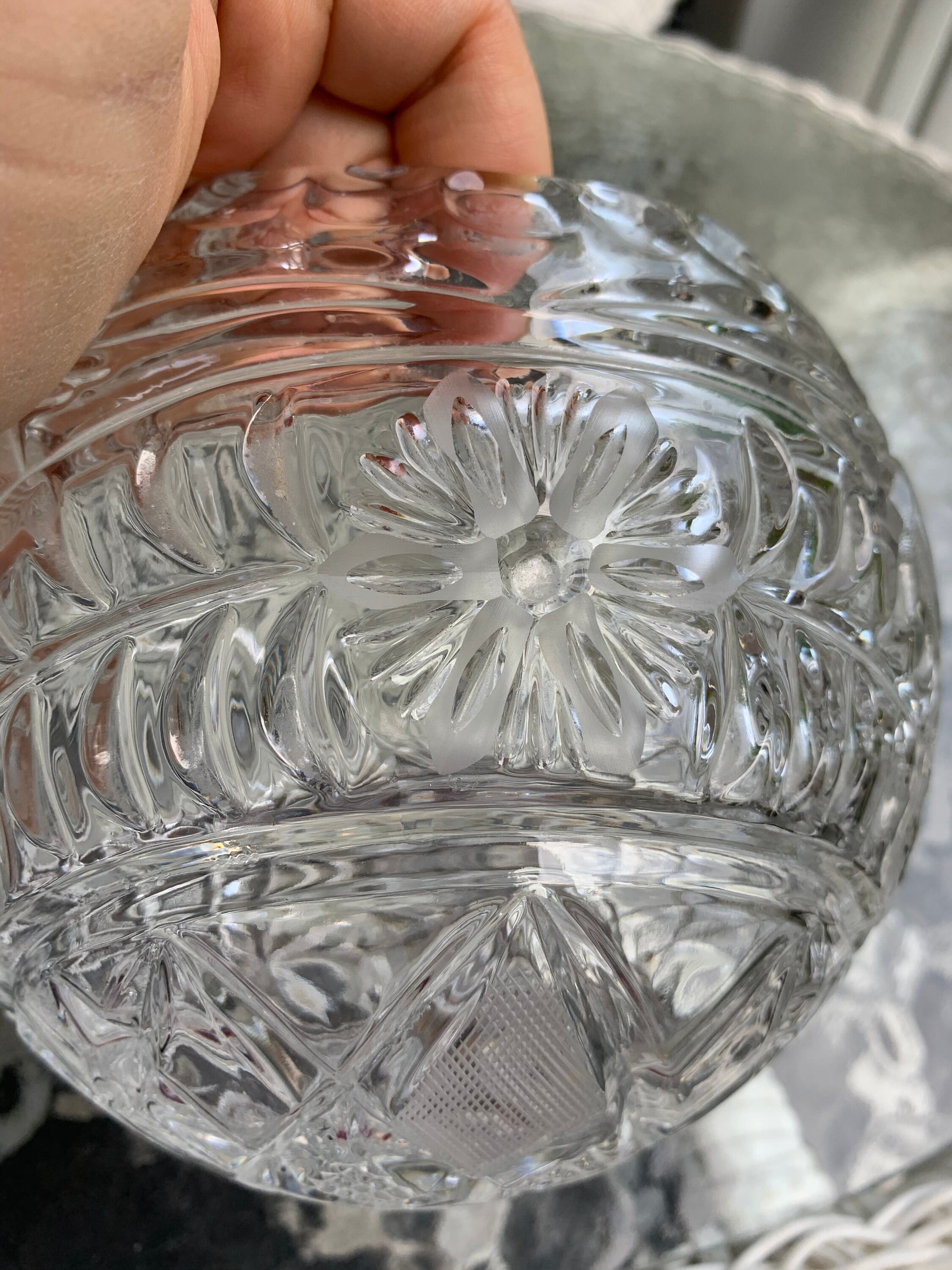 Vintage Cut Glass Rose Bowl With Cut Daisy Garland and Etsy