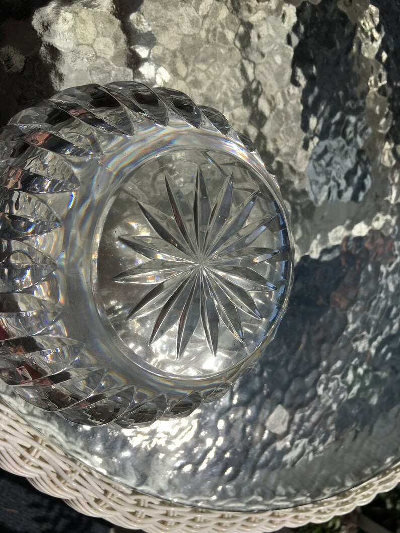 Vintage Lead Cut Crystal Bowl Votive Candle Holder