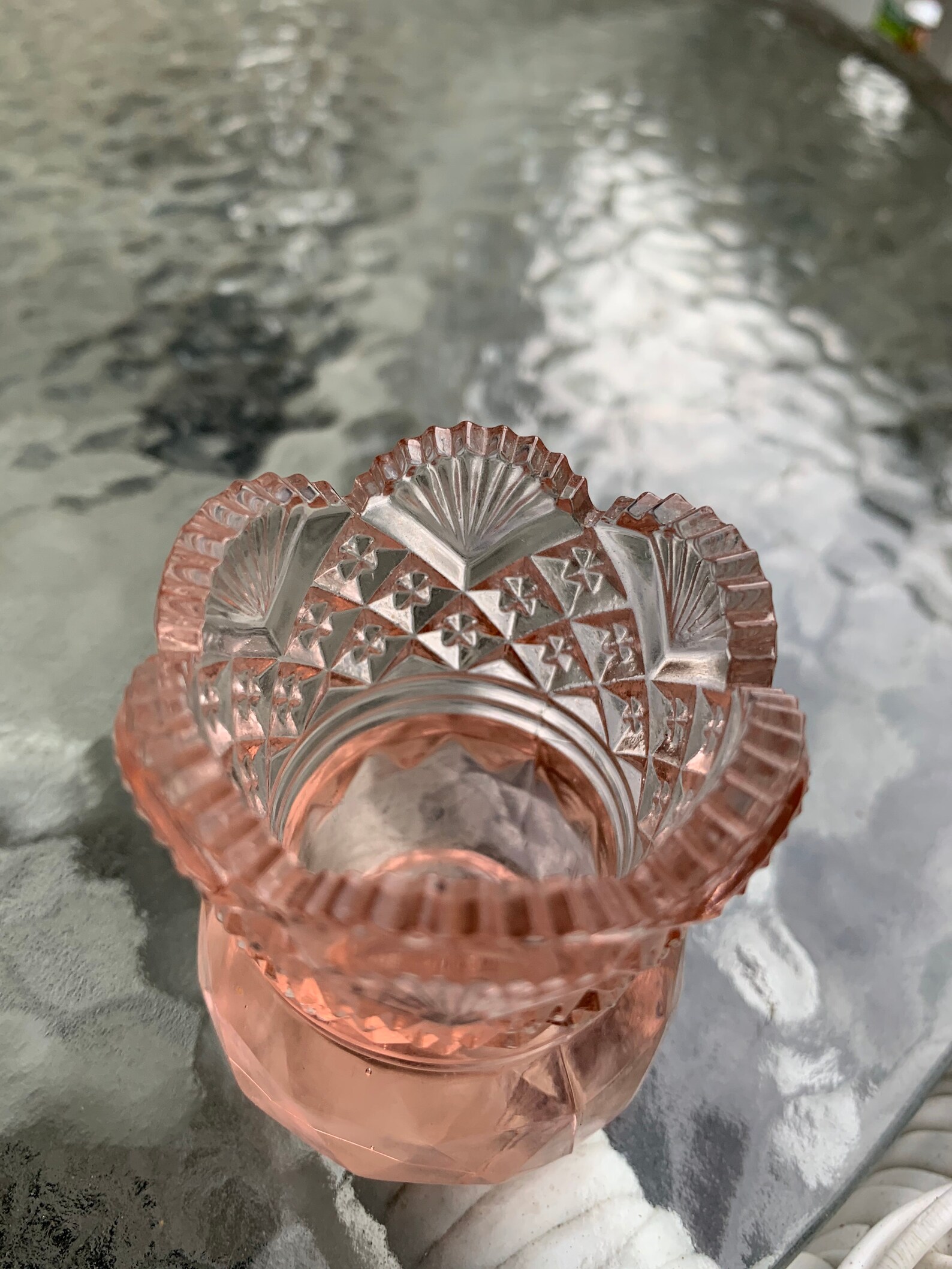 Pink Depression Glass Toothpick Holder With Cut Diamond and Etsy