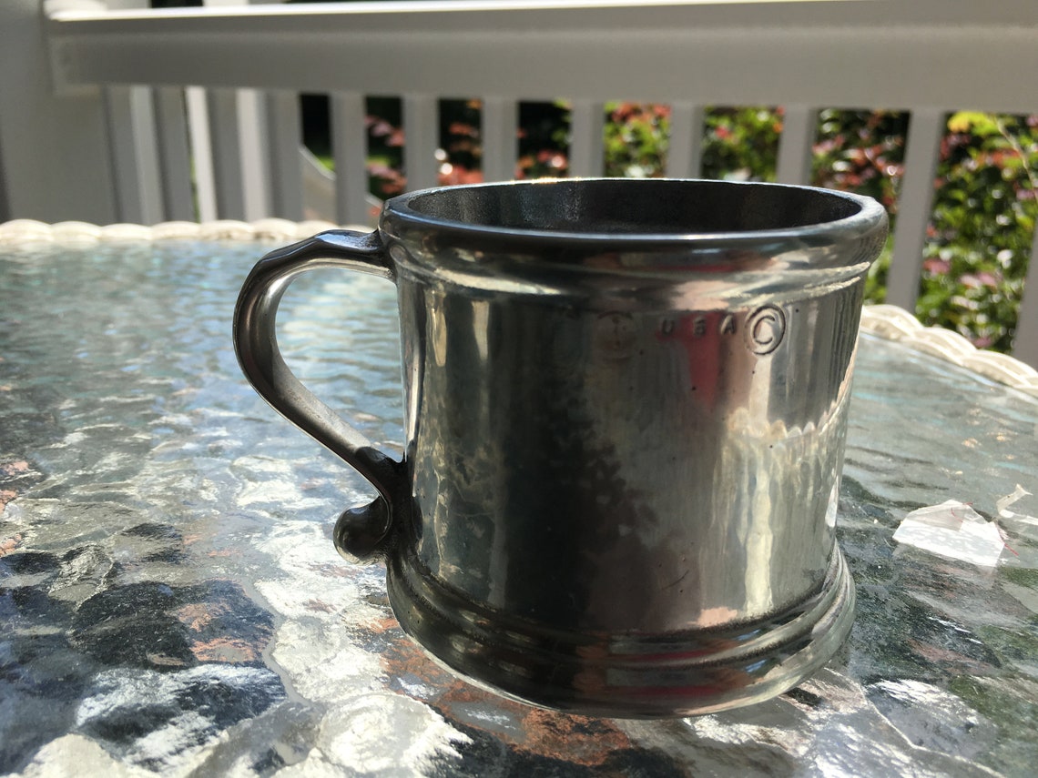 Vintage Pewter Handled Mug Etsy