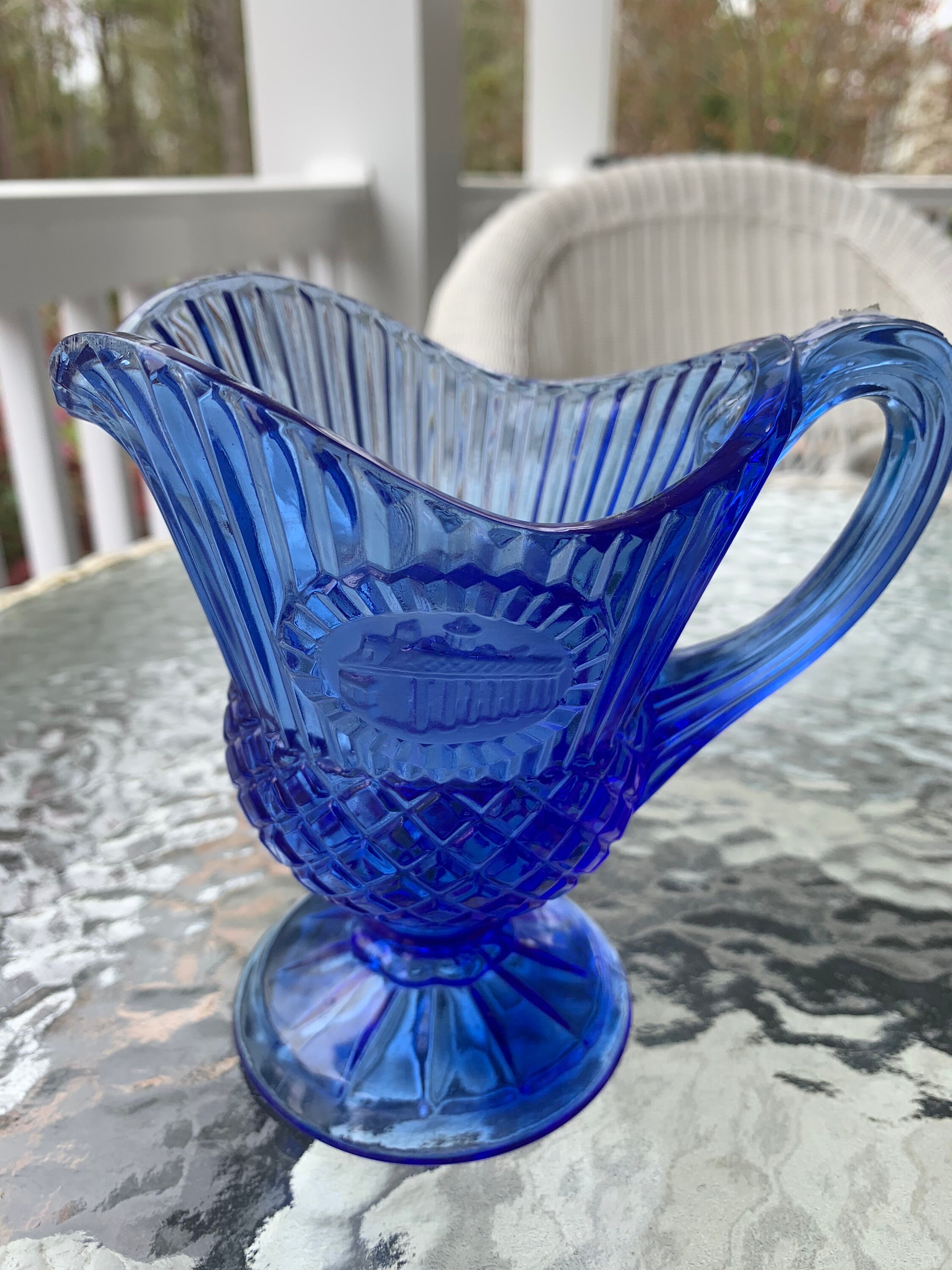 Vintage Cobalt Blue Glass Avon Creamer 