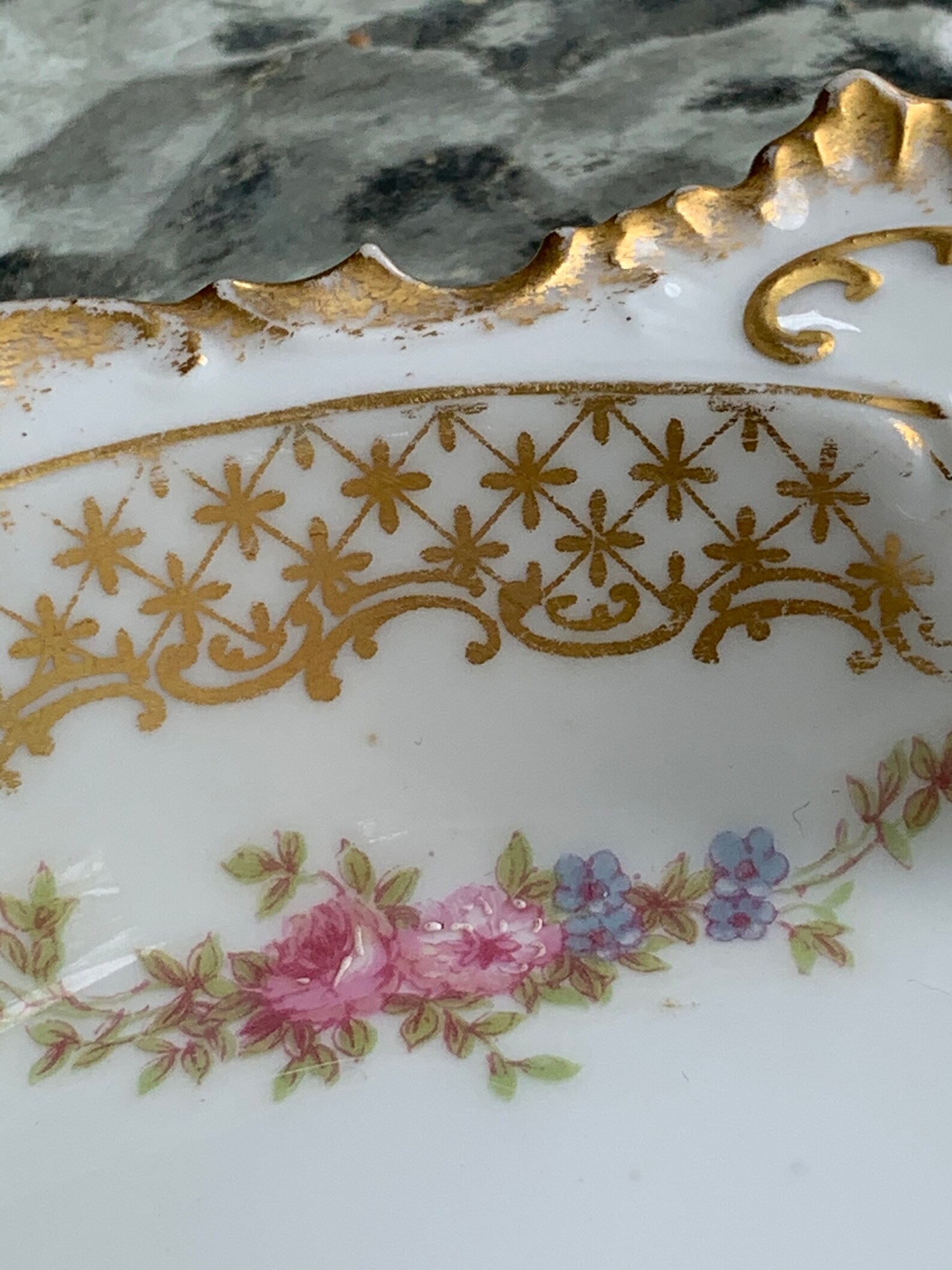 GDA Limoges Blue and White Oval Porcelain Bowl With Heavy Hand Etsy